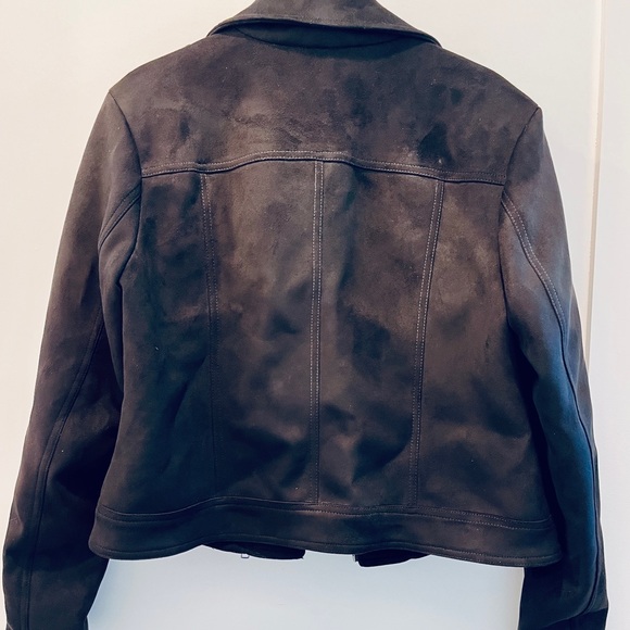 Rock it! PHILOSOPHY (EUC, Size S), Black Vegan Suede, Lined, Cropped Moto Jacket - Picture 4 of 10